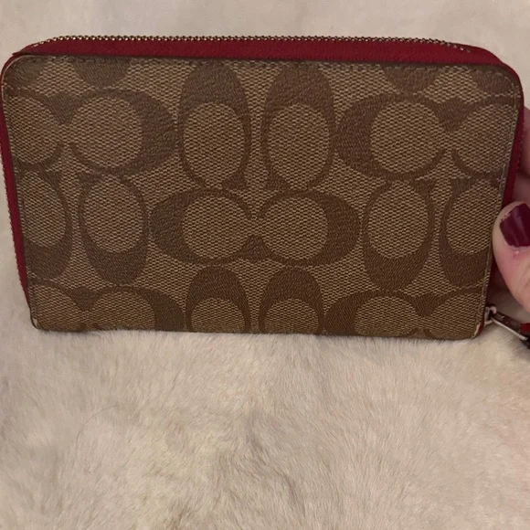 Coach Signature Brown and Red Strawberry Wallet - Picture 4 of 5